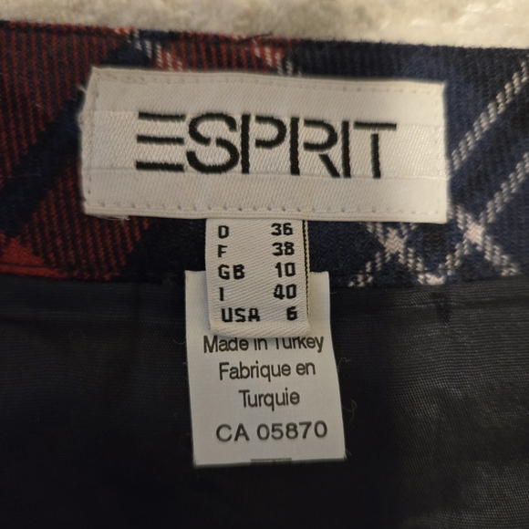 Esprit Plaid Wrap Skirt Wool - Picture 9 of 9